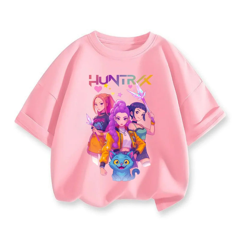 KPop Demon Hunters Bbirthday Cotton T-Shirt Girls Clothes Number 1-9 Party Tops Child Baby Shower Summer Short Sleeve Tee Gift