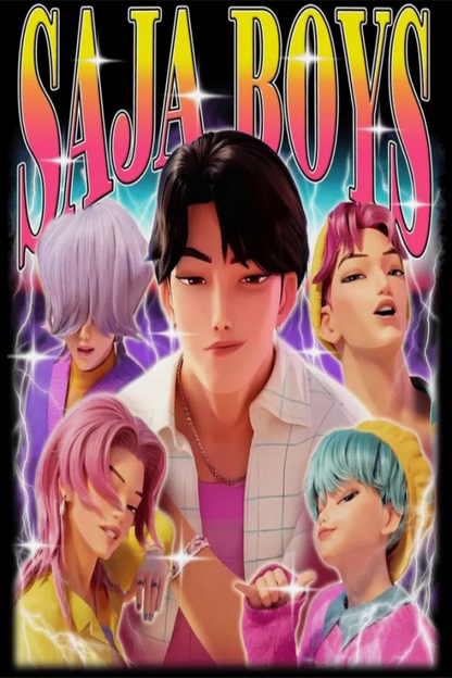 Saja Boys K Pop Demon Hunters Movie Poster Print For Bedroom Living Room Decor Cartoon Music Band Canvas Painting Wall Art