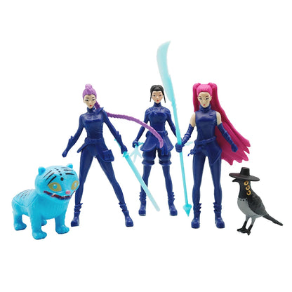 5/8pcs/Set Anime Kpop Demon Hunters Action Figure Toy Derpys Tiger Rumi Mira Zoey Sussy Figurine Doll For Kid Fans Gift Ornament