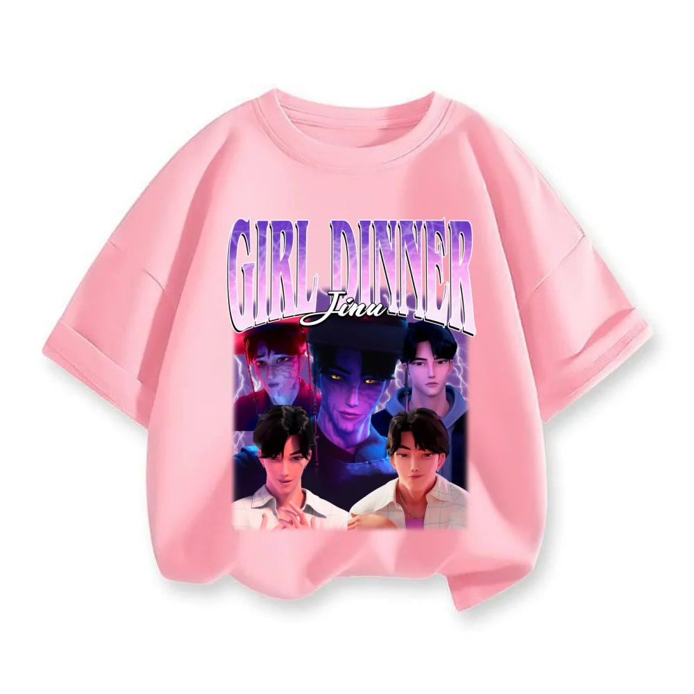 2025 New Hot KPop Demon Hunters Child Short Sleeve T-shirt Anime Character Print Tees Boys Girls Casual Tops Birthday Gift