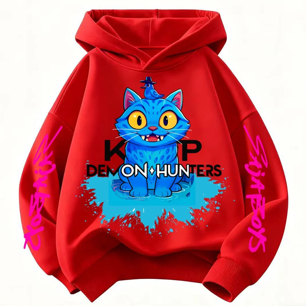 2025 New Saja Boys Derpy KPop Demon Hunter Cartoon Boy Hooded Sweatshirt Warm Wave Fashion Casual Tops Casual Black Clothing