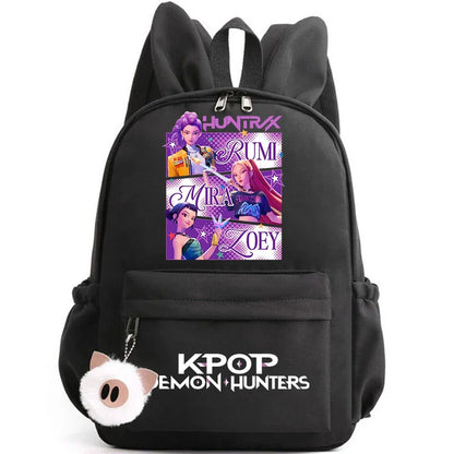 KPop Demon Hunter Backpack for Girls Boys Children Rucksack Casual School Bags Travel Rabbit Ears Backpacks Mochila gift bags