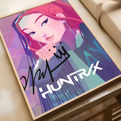 K-pop D-Demon Hunters Anime Poster Self-adhesive Art Waterproof Paper Sticker Coffee House Bar Room Wall Decor