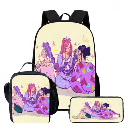 Cartoon KPop Demon Hunters Child School Backpack With Lunch Bags Pencil Bags For,Light Weight Child School Bags