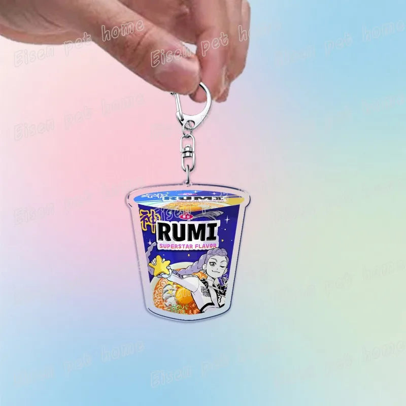 Kpop Demon Hunters Huntrix Saja Boys Keychain Llavero Accessories Bag Rumi Zoey Jinu Ramen Keychains Keyrings Jewelry Fans Gift