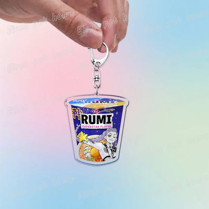 Kpop Demon Hunters Huntrix Saja Boys Keychain Llavero Accessories Bag Rumi Zoey Jinu Ramen Keychains Keyrings Jewelry Fans Gift
