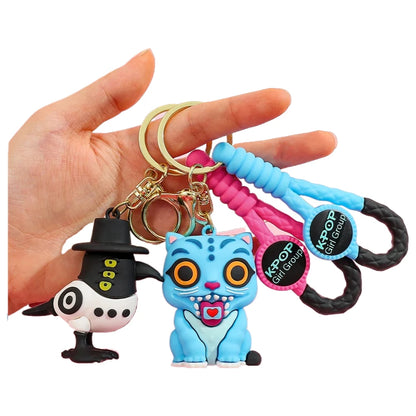 KPOP Demon Hunter Keychain Tiger character PVC graphic keychain Cute Harajuku style keychain knickknacks for Halloween gifts
