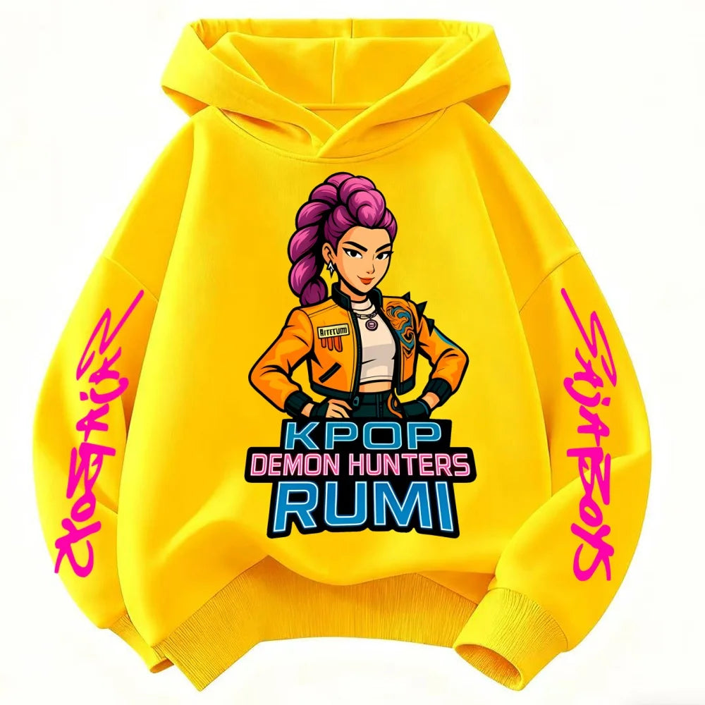 K-POP: Demon Hunters Cartoon Hoodie for Kids. Super Soft, Unisex, and Comfy. Join the Global Trend in This Fun Pullover!