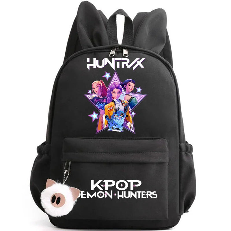 KPop Demon Hunter Backpack for Girls Boys Children Rucksack Casual School Bags Travel Rabbit Ears Backpacks Mochila gift bags
