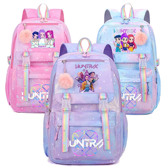 Anime KPop Demon Hunters Backpack Fashion High-capacity Backpack with Cartoon Character Graphics Rucksack Children Birthday Gift