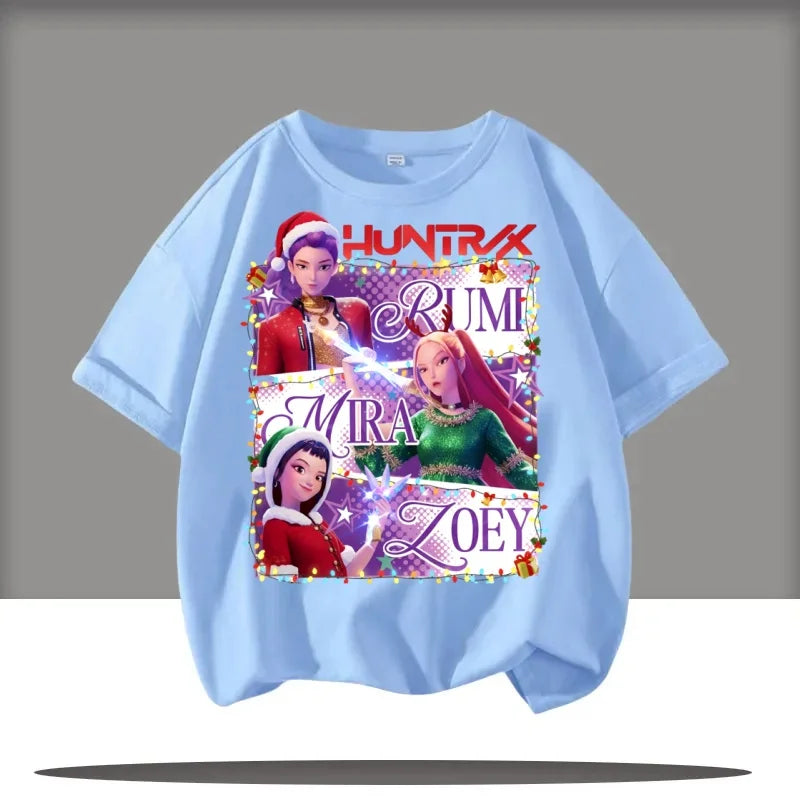 saja boys Short Sleeve T-shirt Cute Kpop Demon Hunters KidsDemon Hunters Children's T Shirt Tiger Harajuku Tshirt for Boys Girls