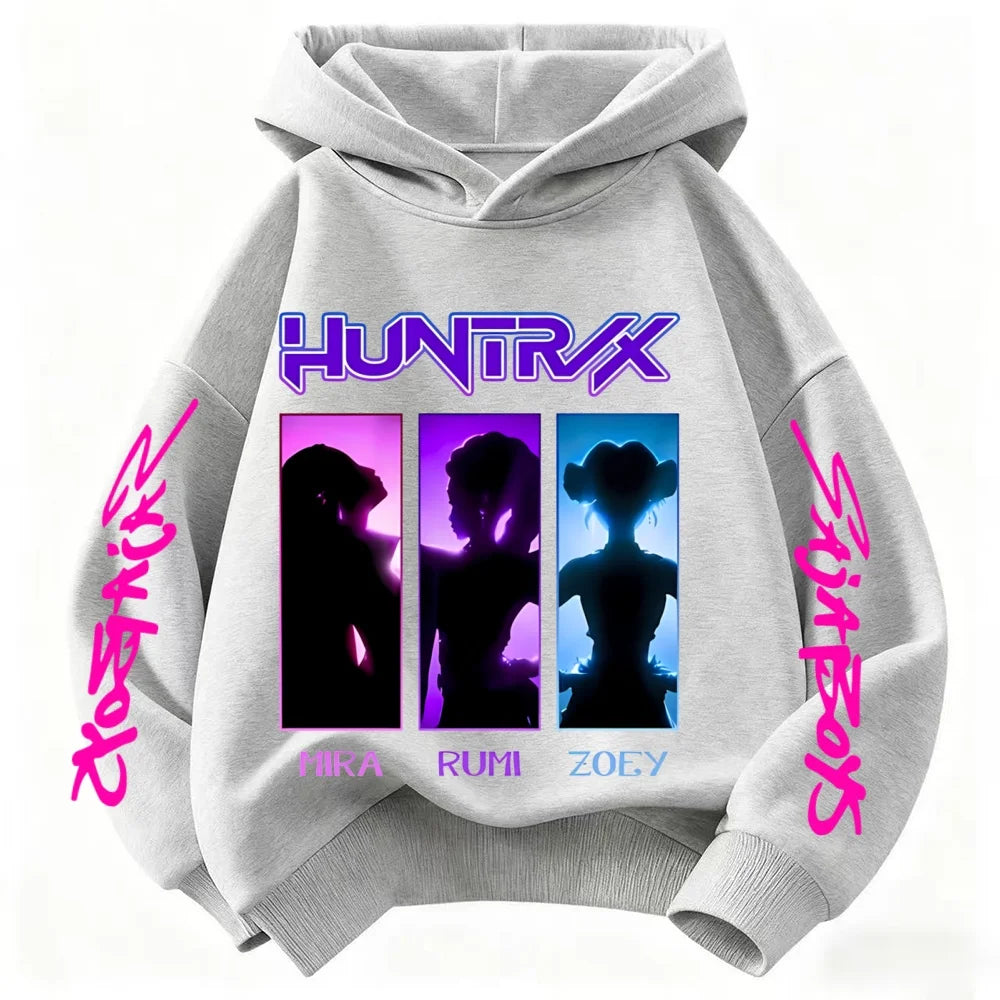KPop Demon Hunter Rumi Derpy Cartoon Girls Boy Hooded Sweatshirt Warm Children's Wave Fashion Casual Tops Casual Girls Clothing