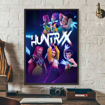 Anime K-Kpop Demon Hunters Poster Sticky Wall Art Printing Waterproof Home Living Bed Room Bar Aesthetic Decor