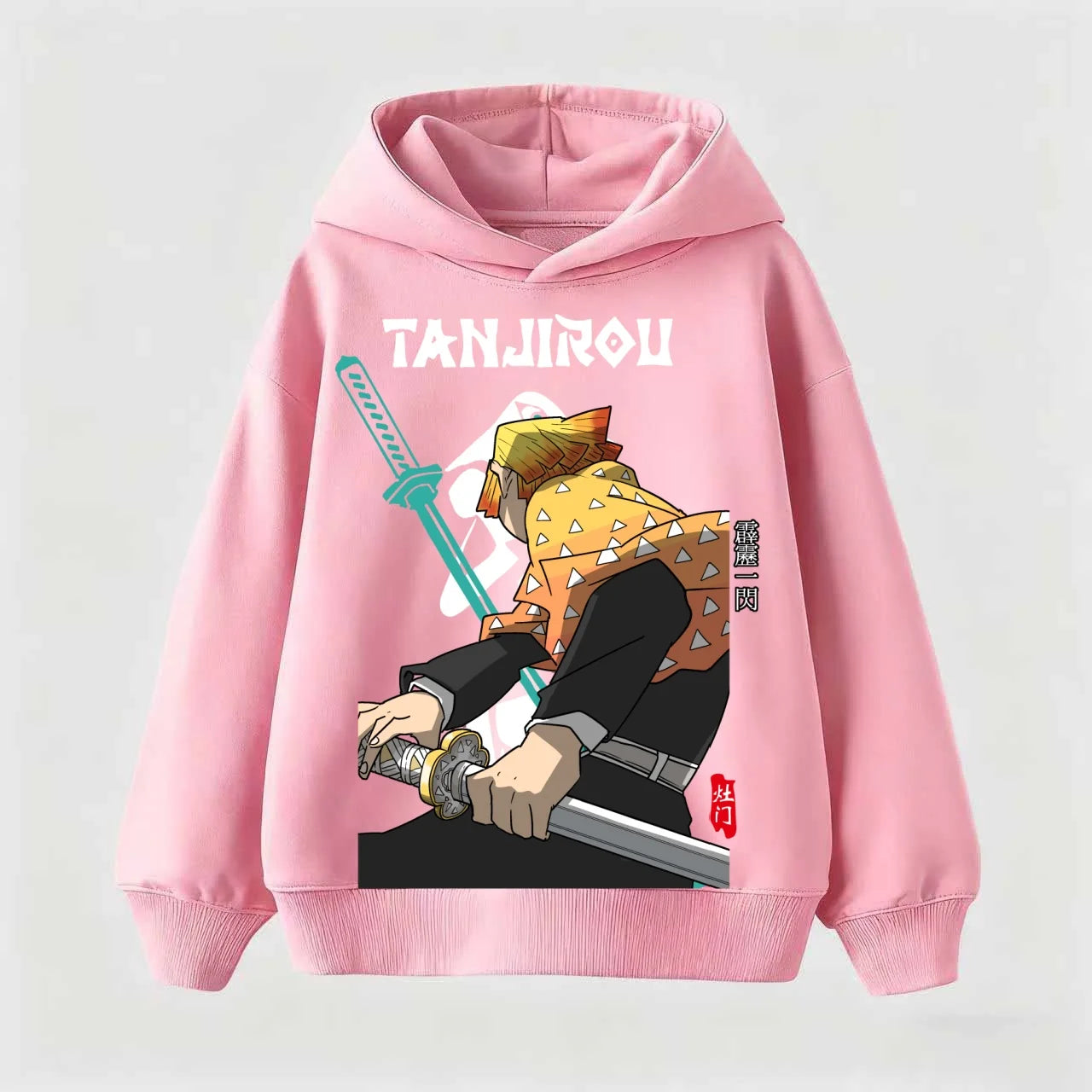 Kids Anime Demon Slayer Tomioka Print Cotton Hoodie Unisex Boys Girls Casual Tshirt 100-160cm Childrens Cartoon Clothes