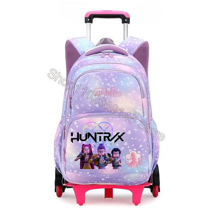 Kpop Demon Hunter Kids Backpack Kawaii Cartoon Printed School Backpack Girls Portable Trolley School Bags Children Birthday Gift