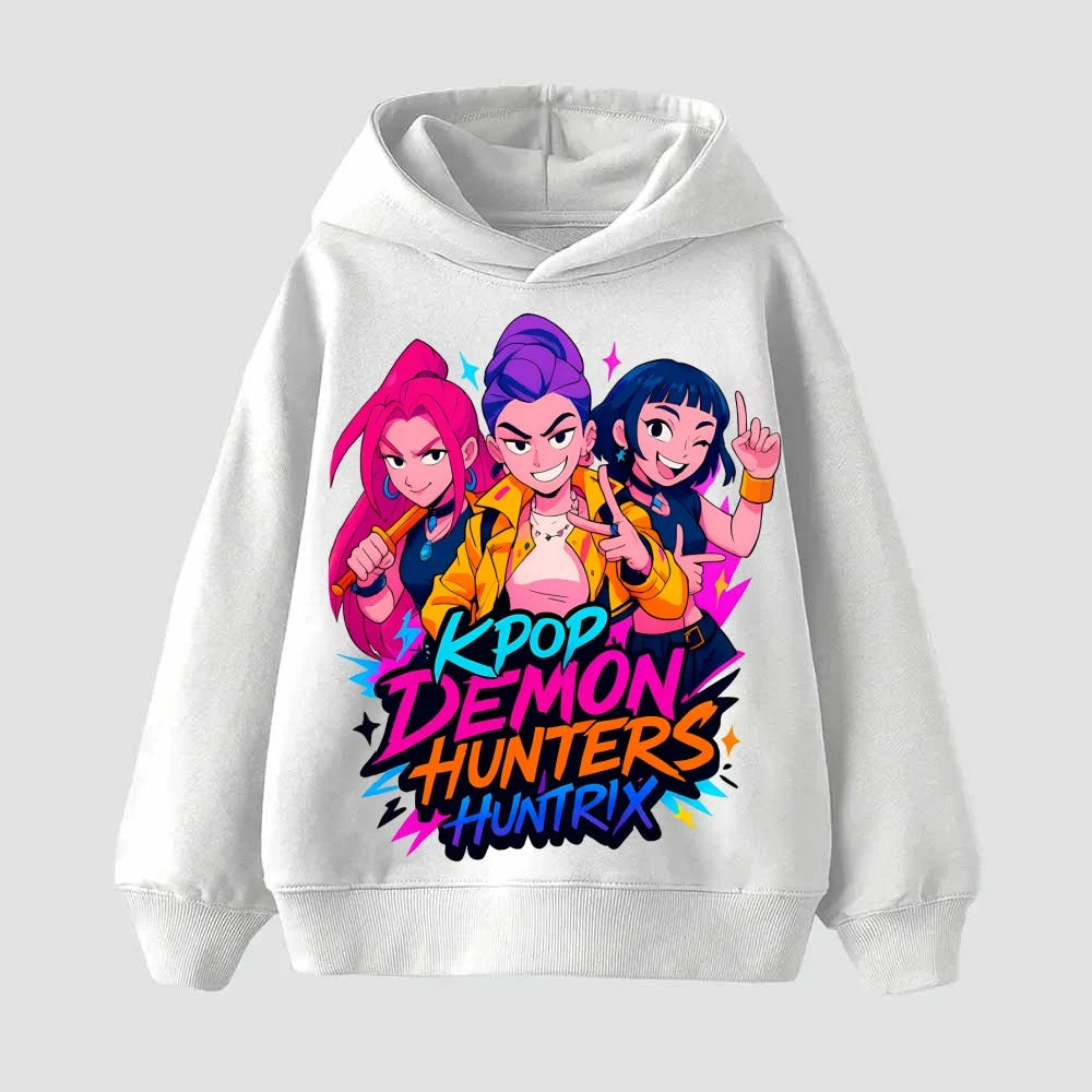 New Children's cotton sweatshirt Korean Wave Demon Hunter Print Fashion Casual 2025Movie Round Neck Cartoon Girl Casual Clothing