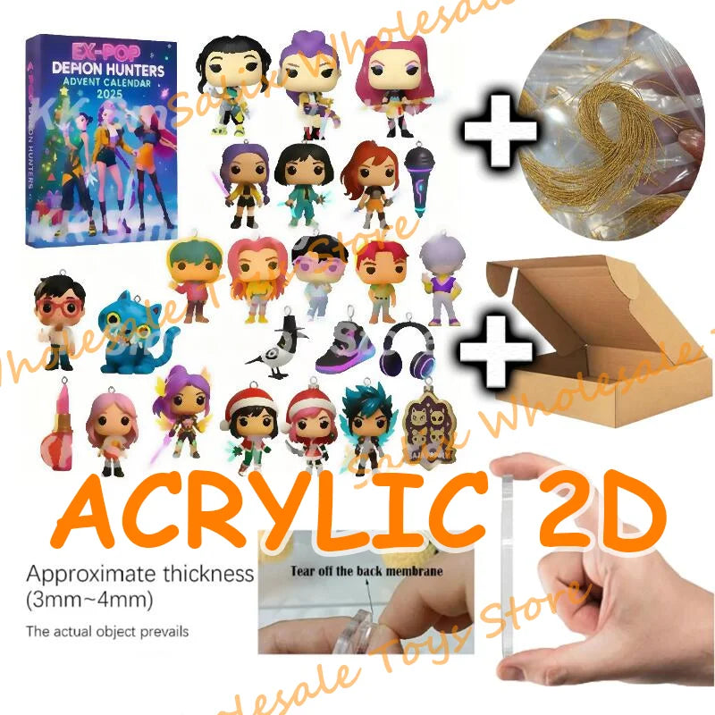 In Stock 2025 Kpop Demon Hunting 24pcs PVC Advent Christmas Calendar Surprise Blind Boxes For Halloween Mystery Box Gifts Toys
