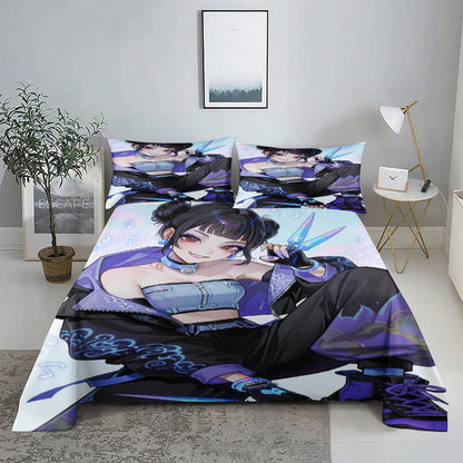 K-Pop D-Demon Hunters 3D Digital Flat sheet set Printing Bedroom Bed Sheet Pillowcase Bedding Kit for Home Decor