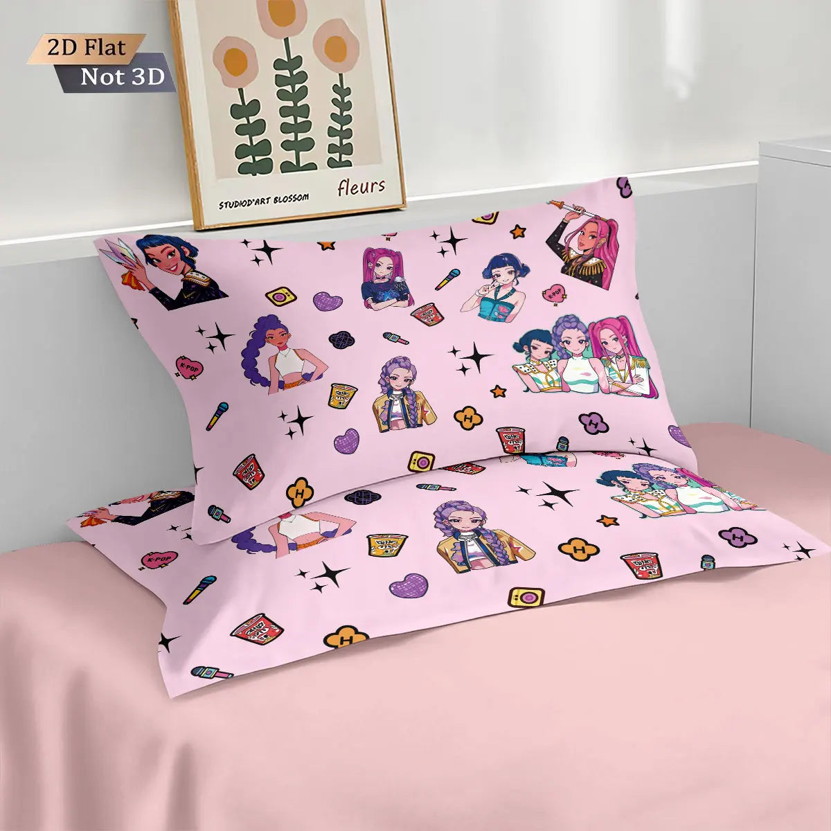 3pc K-Pop Demon Hunters printed coreless down duvet cover in multiple sizes, soft bedroom bedding decoration, machine washable