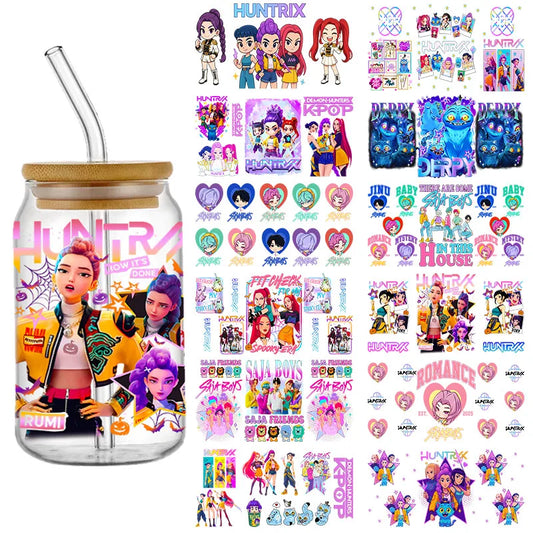 Demon Hunters Movie Kpop Lover Gift Anime Fan UV DTF Stickers Ready To Transfer Cup Wrap Custom DIY Craft For Libbey Can Glass